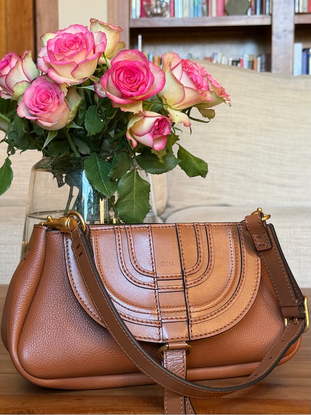 Chloé Tan Two Way Marcie Shoulder Bag Clutch-NWOT - Picture 2 of 16